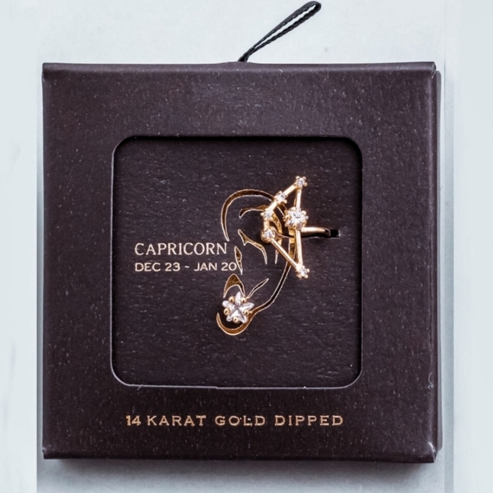 ♑️ Capricorn Constellation Ear Cuff Earring with Crystals🐐
